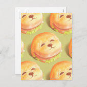 かわいい犬の顔バーガーパターン シーズンポストカード (正面/裏面)