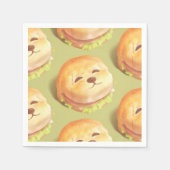 かわいい犬の顔バーガーパターン スタンダードカクテルナプキン (正面)