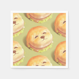 かわいい犬の顔バーガーパターン スタンダードカクテルナプキン