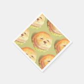 かわいい犬の顔バーガーパターン スタンダードカクテルナプキン (角)