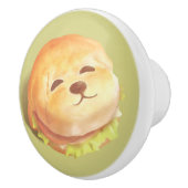 かわいい犬の顔バーガーパターン セラミックノブ (右)