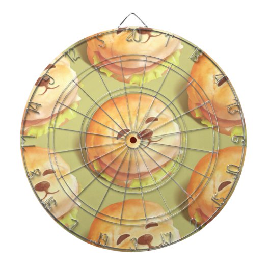 かわいい犬の顔バーガーパターン ダーツボード (正面)