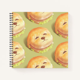 かわいい犬の顔バーガーパターン ノートブック