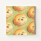 かわいい犬の顔バーガーパターン ノートブック (裏面)