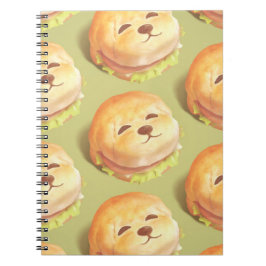 かわいい犬の顔バーガーパターン ノートブック
