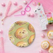 かわいい犬の顔バーガーパターン ペーパープレート (パーティー)