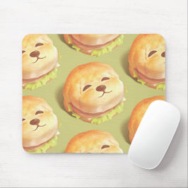 かわいい犬の顔バーガーパターン マウスパッド