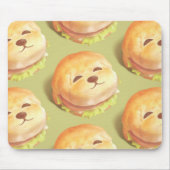 かわいい犬の顔バーガーパターン マウスパッド (正面)