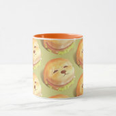 かわいい犬の顔バーガーパターン マグカップ (中央)