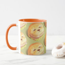 かわいい犬の顔バーガーパターン マグカップ
