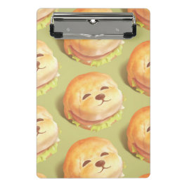 かわいい犬の顔バーガーパターン ミニクリップボード