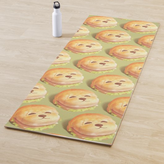 かわいい犬の顔バーガーパターン ヨガマット (インサイチュ)