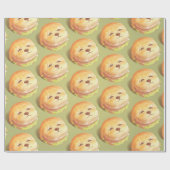 かわいい犬の顔バーガーパターン ラッピングペーパー (フラット)