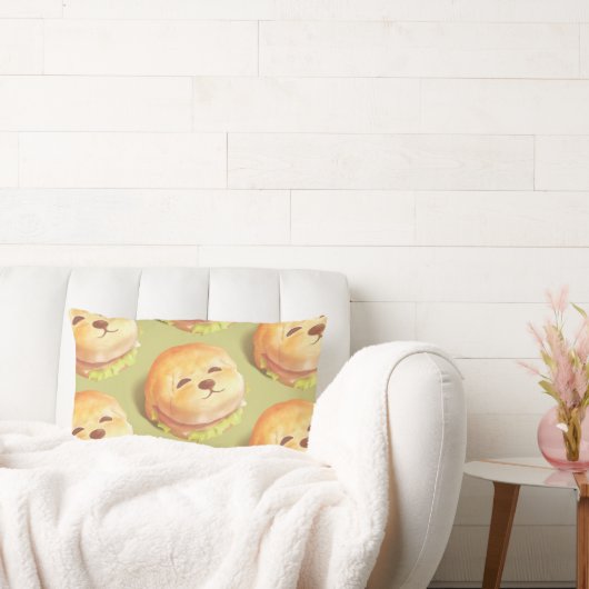 かわいい犬の顔バーガーパターン ランバークッション (ソファ)