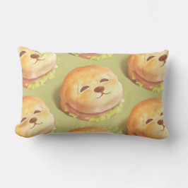 かわいい犬の顔バーガーパターン ランバークッション