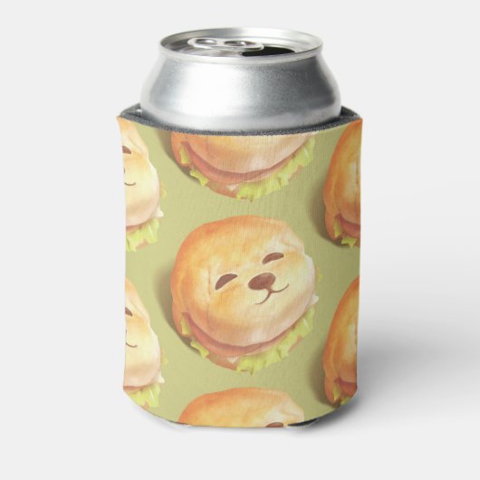 かわいい犬の顔バーガーパターン 缶クーラー (缶裏面)