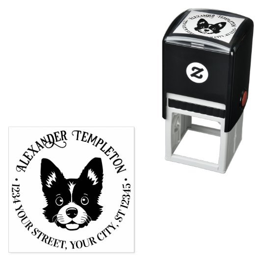 かわいい犬の顔名差出人住所 セルフインキングスタンプ (インサイチュ)