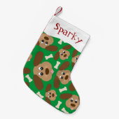 かわいい犬の顔 スモールクリスマスストッキング (正面 (吊り時))