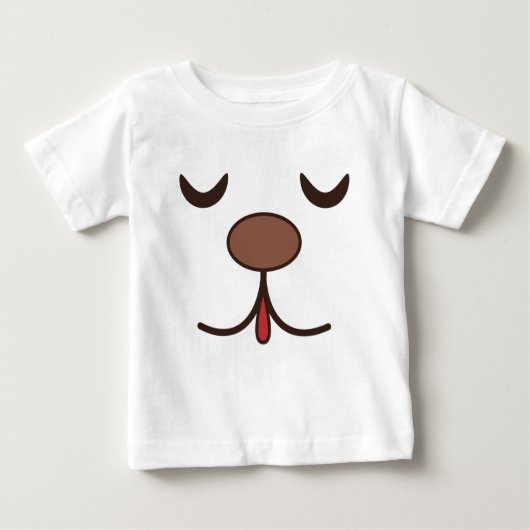 かわいい犬の顔 白 ベビーTシャツ (正面)