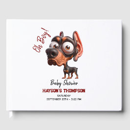 かわいい犬の風刺し男の子のためのベビーシャワー ゲストブック