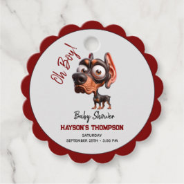 かわいい犬の風刺し男の子のためのベビーシャワー フェイバータグ