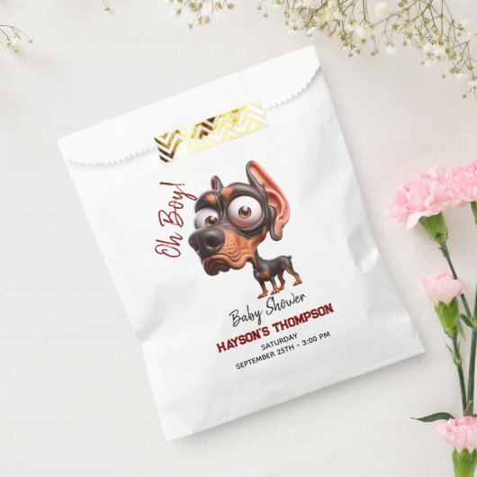 かわいい犬の風刺し男の子のためのベビーシャワー フェイバーバッグ (封をした状態)