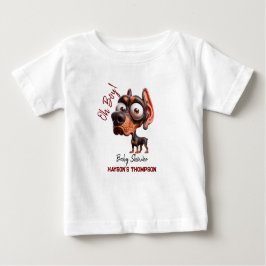 かわいい犬の風刺し男の子のためのベビーシャワー ベビーTシャツ