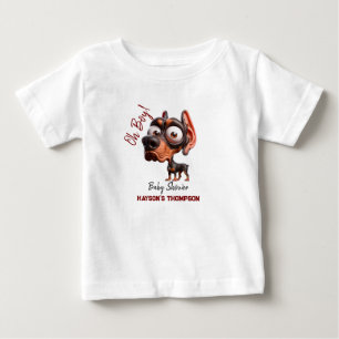 かわいい犬の風刺し男の子のためのベビーシャワー ベビーTシャツ