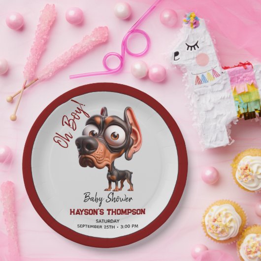 かわいい犬の風刺し男の子のためのベビーシャワー ペーパープレート (パーティー)