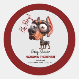 かわいい犬の風刺し男の子のためのベビーシャワー ラウンドシール