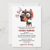 かわいい犬の風刺し男の子のためのベビーシャワー 招待状 (正面)