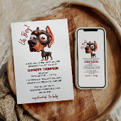 かわいい犬の風刺し男の子のためのベビーシャワー 招待状