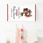 かわいい犬の風刺し男の子のためのベビーシャワー 横断幕 (インサイチュ)