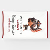 かわいい犬の風刺し男の子のためのベビーシャワー 横断幕 (横)