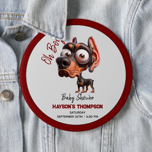 かわいい犬の風刺し男の子のためのベビーシャワー 缶バッジ (インサイチュ)