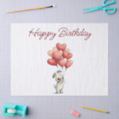 かわいい犬の風船 お誕生日おめでとう 薄葉紙 (クラフト)