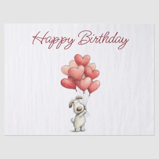 かわいい犬の風船 お誕生日おめでとう 薄葉紙 (正面)