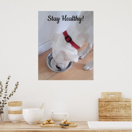 かわいい犬の飲み水の写真やる気を起こさせる ポスター (キッチン)