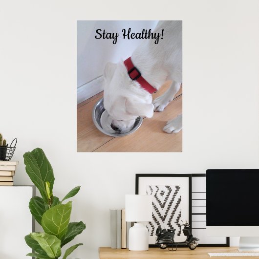 かわいい犬の飲み水の写真やる気を起こさせる ポスター (ホームオフィス)