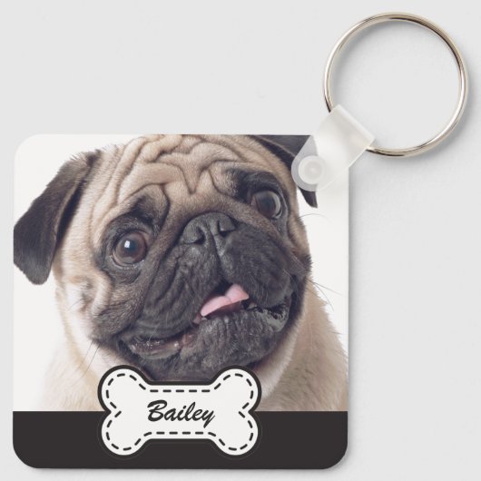 かわいい犬の骨にペットの写真を追加 キーホルダー (裏面)