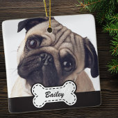 かわいい犬の骨にペットの写真を追加 セラミックオーナメント