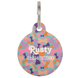 かわいい犬の骨モチーフのペットIDラベル ペット　ネームタグ