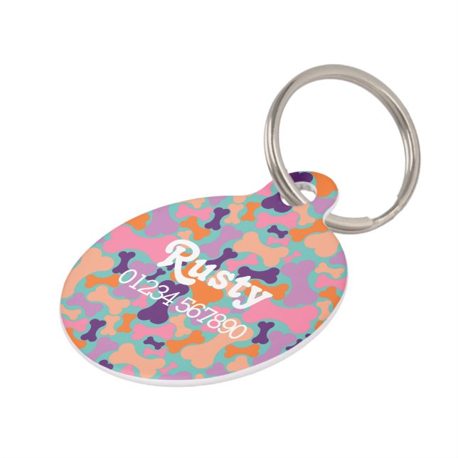 かわいい犬の骨モチーフのペットIDラベル ペット　ネームタグ (側面)