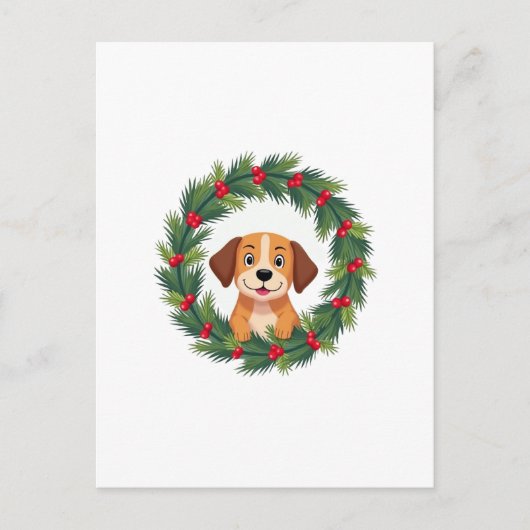 かわいい犬の鼻のクリスマスリース クリスマスの犬のママ D ポストカード (正面)