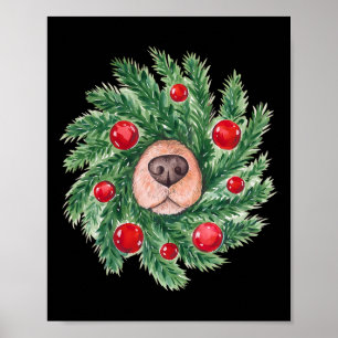 かわいい犬の鼻のクリスマスリース クリスマスの犬ママのプレゼントに ポスター