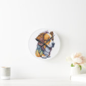 かわいい犬のtシャツ ラウンド壁時計 (ホーム)