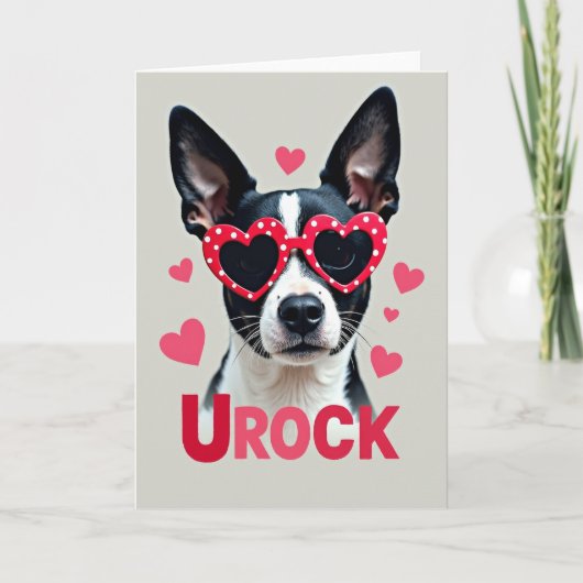 かわいい犬のUrockバレンタインカード カード (正面)