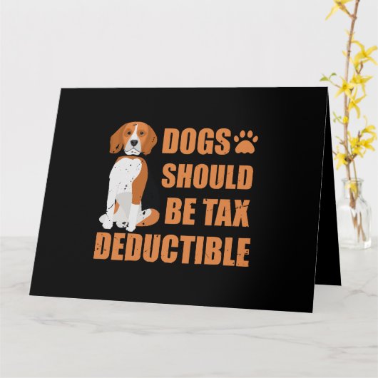 かわいい犬は税額控除されるべきだおもしろい カード (黄色い花)