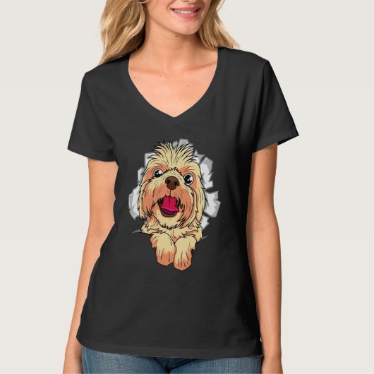かわいい犬ひび割れデザイン Tシャツ (正面)