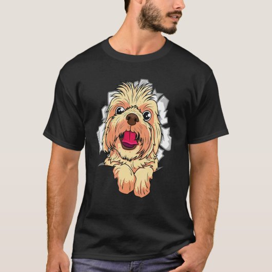 かわいい犬ひび割れデザイン Tシャツ (正面)